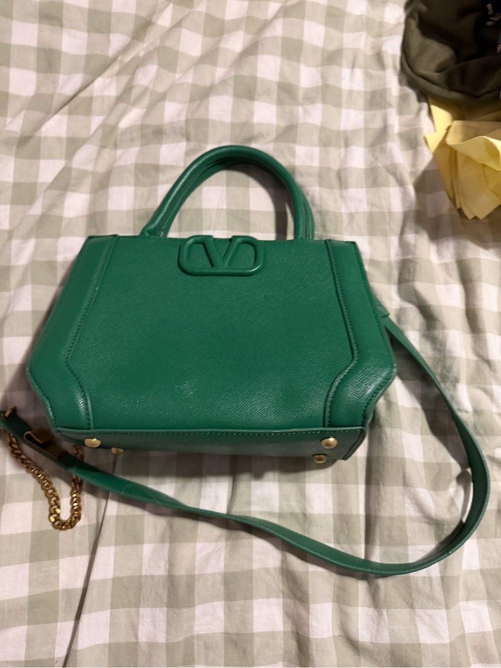 Luxury inspired Green Leather Top-Handle Bag - Picture 2 of 4